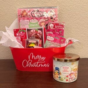 New Strawberry Shortcake Christmas Gift Basket - Dolls Candle Magnets & More!